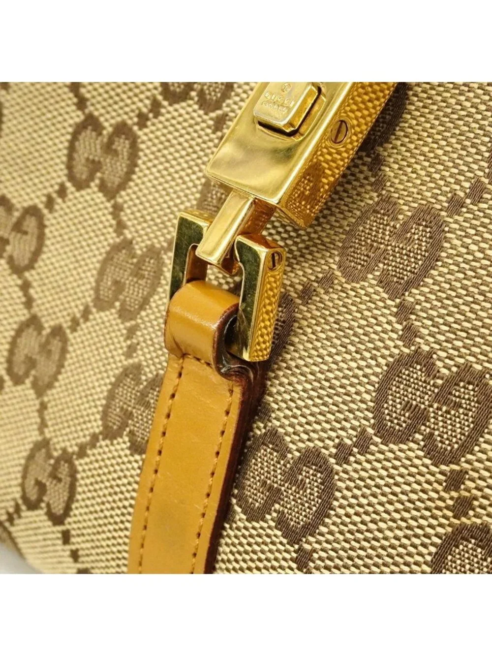 Gucci Handbag GG Canvas Jackie 002 Beige Brown Gold